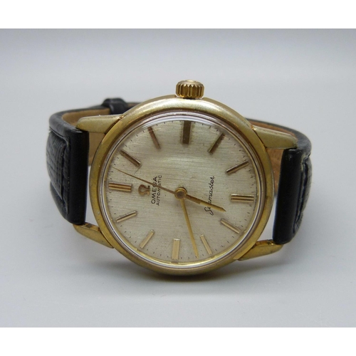 1021 - A gold plated Omega Seamaster automatic wristwatch, with box