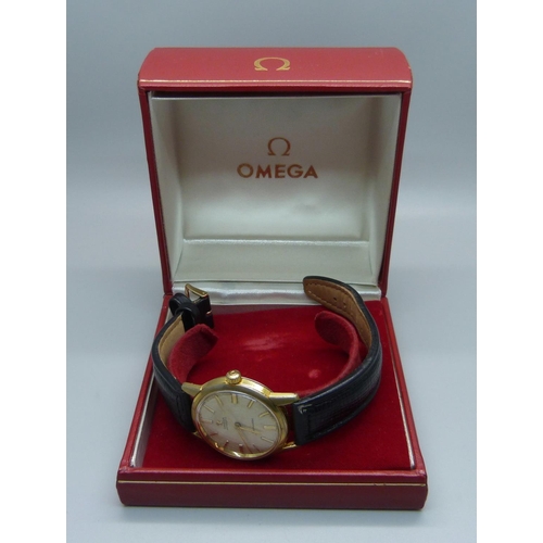 1021 - A gold plated Omega Seamaster automatic wristwatch, with box