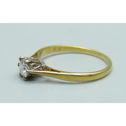 1030 - An 18ct gold diamond solitaire ring, London 1974, 2g, M