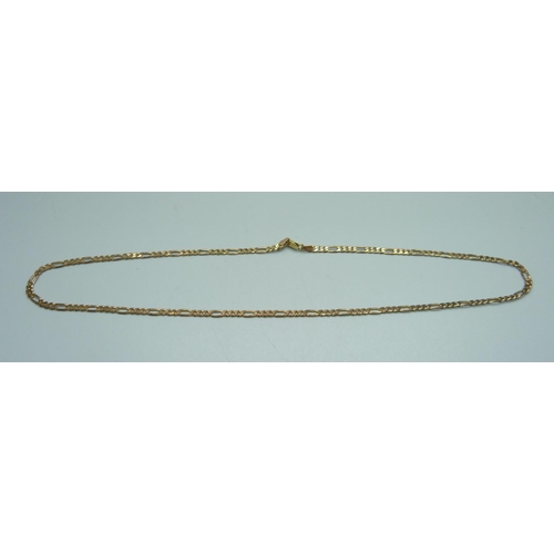 1115 - A 9ct gold Figaro chain necklace, 12.4g, 53cm