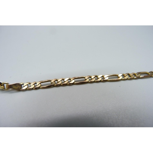 1115 - A 9ct gold Figaro chain necklace, 12.4g, 53cm