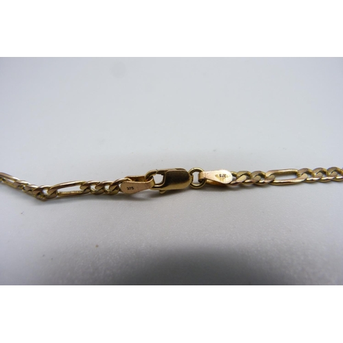 1115 - A 9ct gold Figaro chain necklace, 12.4g, 53cm