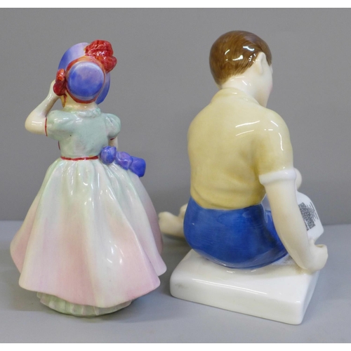 606 - Two Royal Doulton figures, Babie and Treasure Island