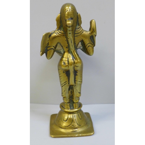 619 - A brass Hindu Goddess, Meenakshi, 16cm