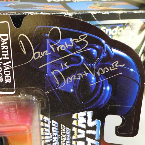 653 - A 1995 sealed Darth Vader Star Wars figure, signed by David Prowse and four 1983 Kenner new Return o... 