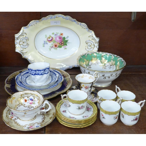 693 - A collection of Coalport porcelain including cups and saucers, slop bowl, plate, etc.