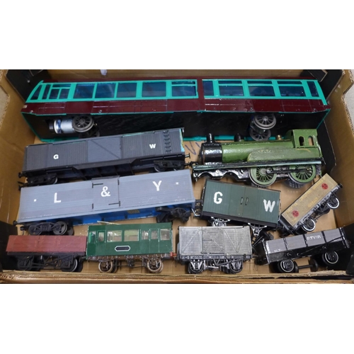 723 - Two boxes of scratch built O-gauge garden railway