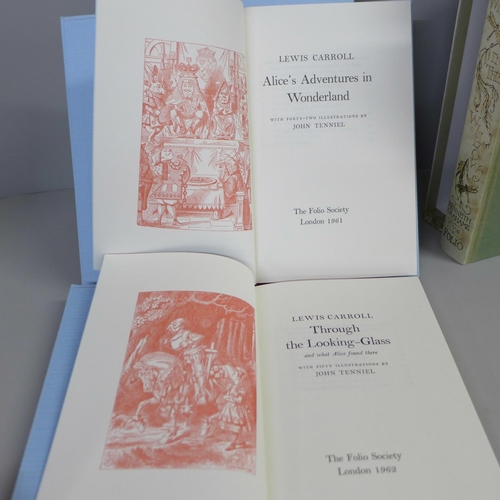 730 - Four Folio Society books, The Wind in the Willows, A Christmas Carol, Alice in Wonderland and Throug... 