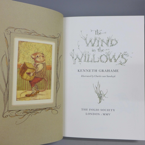 730 - Four Folio Society books, The Wind in the Willows, A Christmas Carol, Alice in Wonderland and Throug... 