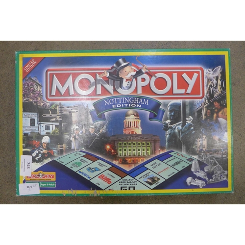 745 - A Monopoly set, Nottingham edition, unused