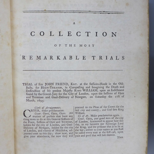 756 - One volume - A Collection of Interesting Trials and State Trails 1776, bound in later blue  buckram