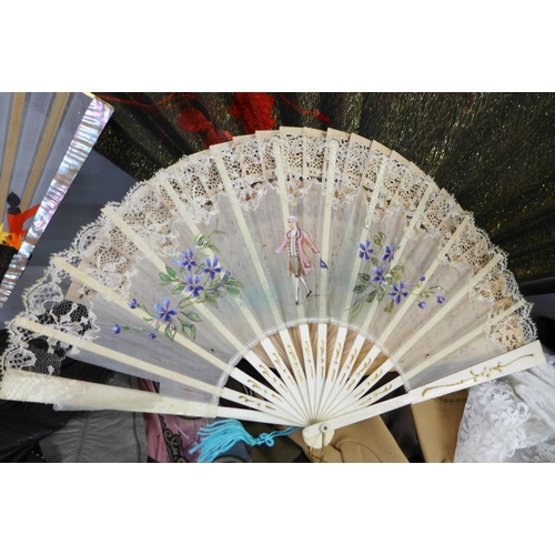 758 - Assorted lady's leather and other gloves and fans