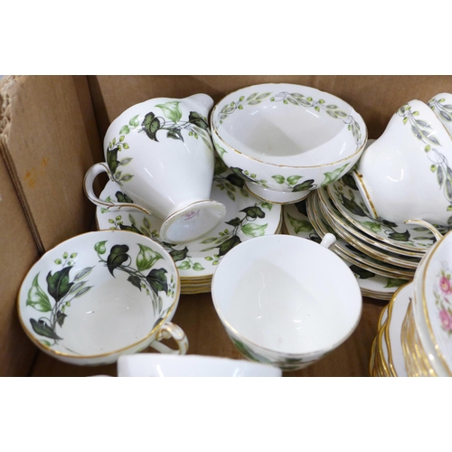 771 - A collection of teaware and a Coalport Revelry condiment set, boxed