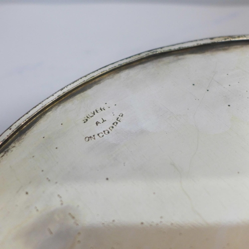 773 - A silver plate on copper gallery tray, 60.5cm