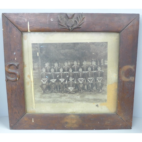 786 - A black and white regimental photograph, Signallers 2nd Btn Scots Guards, 1924, framed