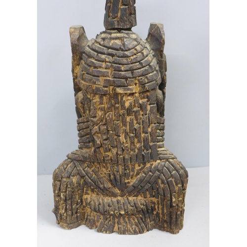 805 - An Oba Benin West African carved wooden bust, 30cm