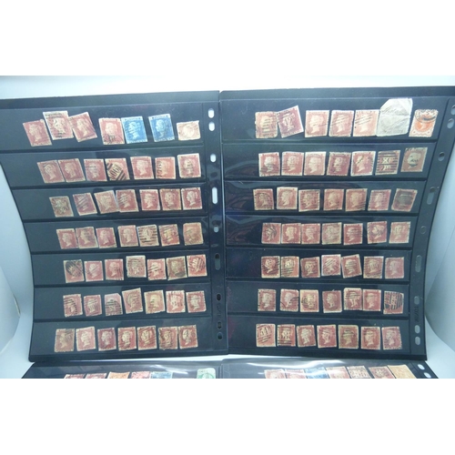 819 - Stamps;-ten double sided stock sheets, mainly penny reds