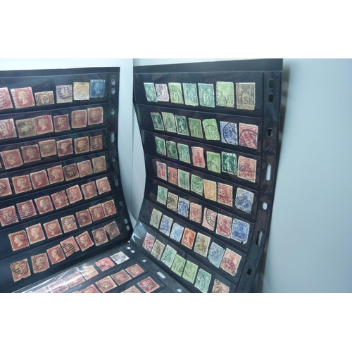 819 - Stamps;-ten double sided stock sheets, mainly penny reds