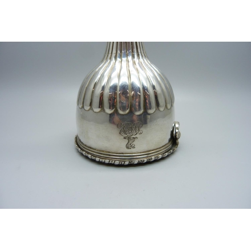 824 - A George III silver wine funnel, London 1818, a/f