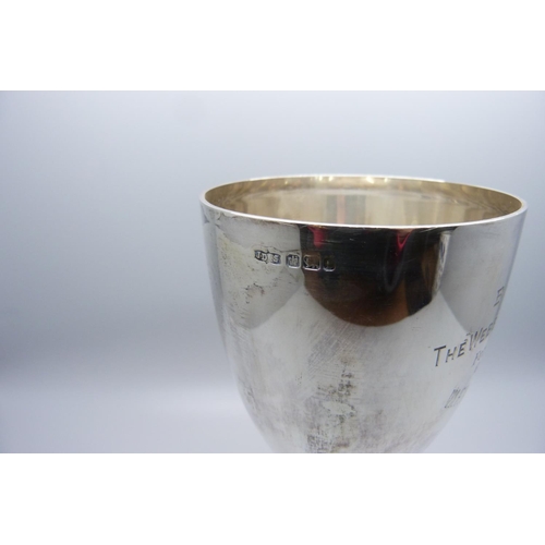 828 - A silver goblet, ''BJCC The Webb Challenge Cup, For Bowling, Given by WFM Webb, Esq.'', c1900, 190g