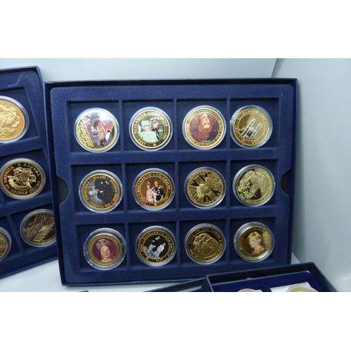 831 - A collection of gold and silver plated commemorative coins, 48 in total