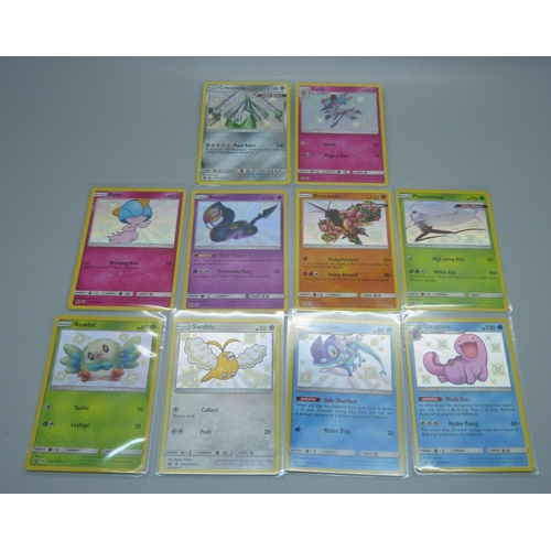 839 - Ten Hidden Fates Pokemon cards