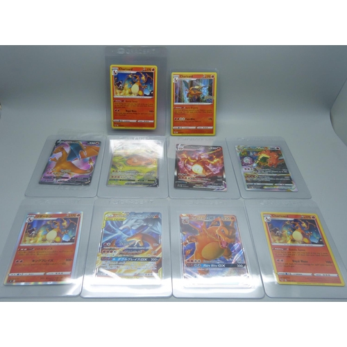 840 - Ten Charizard Pokemon cards including one sealed