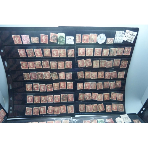 845 - Stamps;-ten double sided stock sheets, mainly penny reds