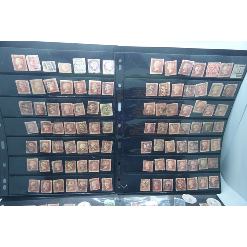 845 - Stamps;-ten double sided stock sheets, mainly penny reds