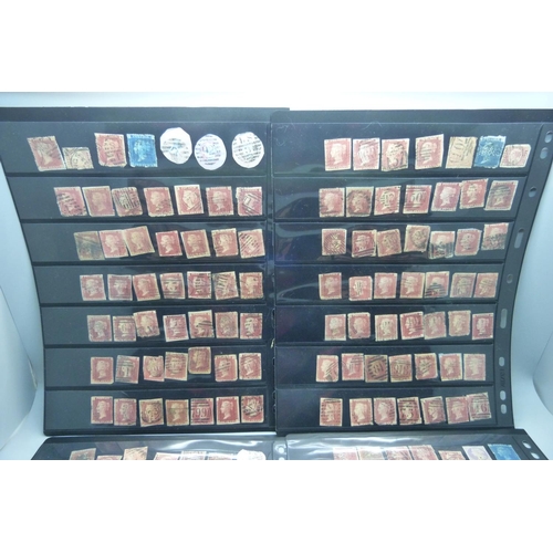 845 - Stamps;-ten double sided stock sheets, mainly penny reds