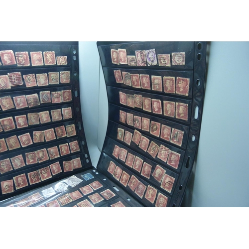 845 - Stamps;-ten double sided stock sheets, mainly penny reds