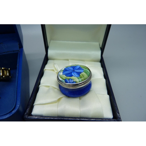 870 - A Moorcroft enamel pot and a lady's Rotary wristwatch, boxed