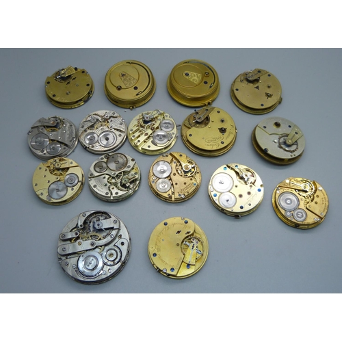 891 - A collection of pocket watch movements, British and American makers