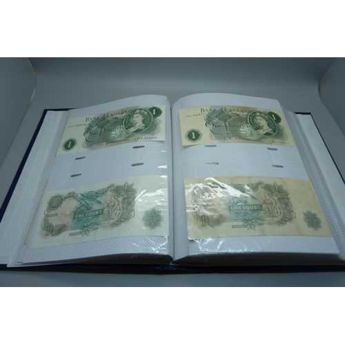 892 - An album of British bank notes, £1, 10 shillings, etc., (English, Scottish, Falkland Islands, Gibral... 