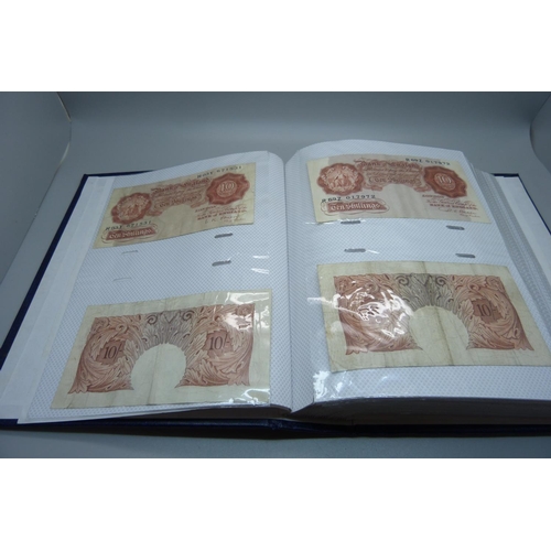 892 - An album of British bank notes, £1, 10 shillings, etc., (English, Scottish, Falkland Islands, Gibral... 