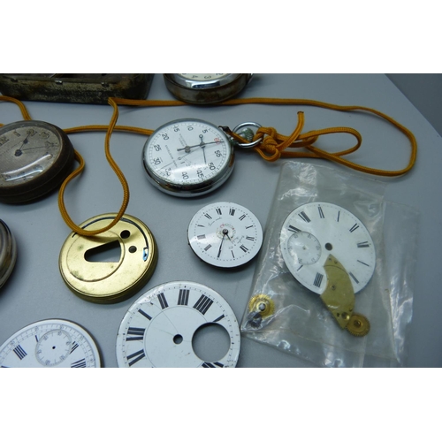 893 - A collection of pocket watches, stop watches and movements including Smiths