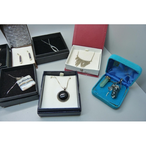 920 - Silver jewellery including Kit Heath, an opal pendant, etc.