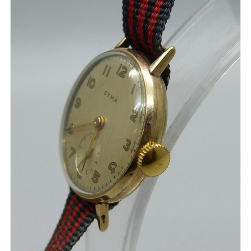 951 - A lady's 9ct gold Cyma wristwatch, 23mm case