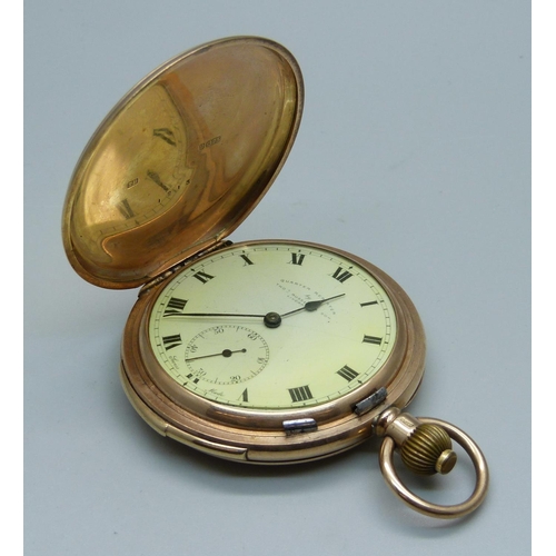 952 - A 9ct gold full-hunter quarter repeater pocket watch by Thomas Russell & Son, Liverpool, gross weigh... 