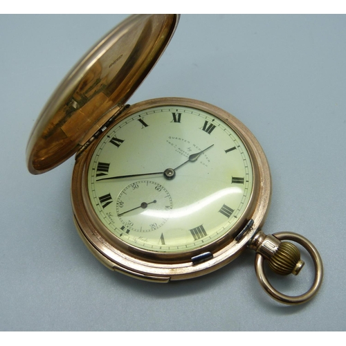 952 - A 9ct gold full-hunter quarter repeater pocket watch by Thomas Russell & Son, Liverpool, gross weigh... 