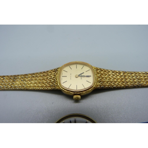 955 - Two lady's Omega wristwatches, one with bracelet stamped silver 925, the other with a leather strap ... 