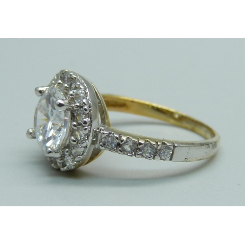 957 - A silver gilt, zircon and crystal cluster ring, N