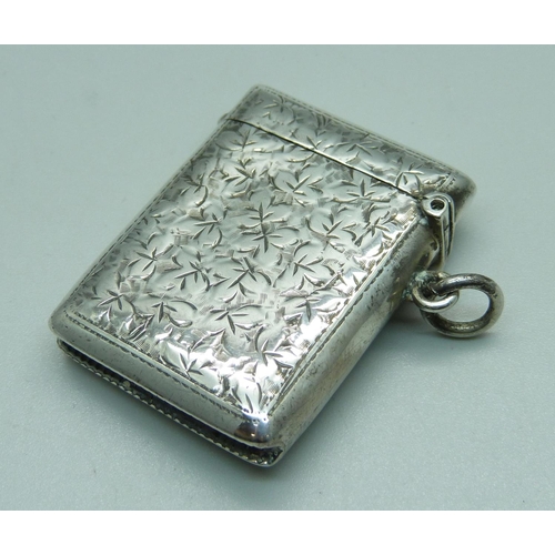 964 - A Victorian silver vesta case, Birmingham 1900