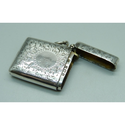 964 - A Victorian silver vesta case, Birmingham 1900