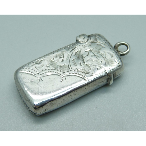 984 - A Victorian silver vesta case, Birmingham 1899