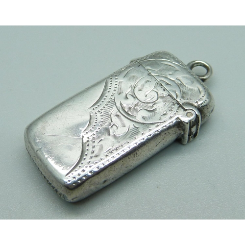 984 - A Victorian silver vesta case, Birmingham 1899