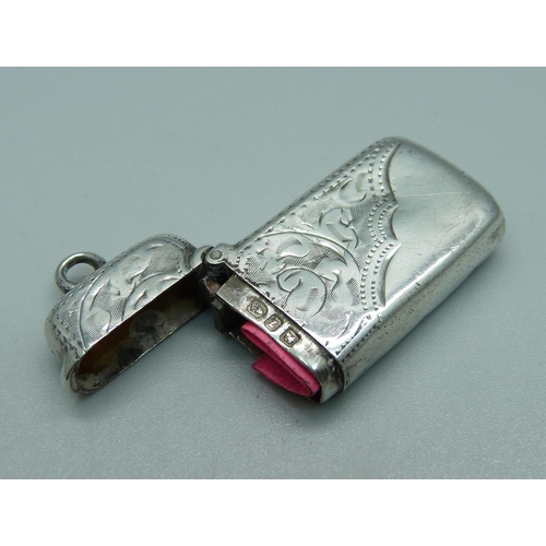 984 - A Victorian silver vesta case, Birmingham 1899