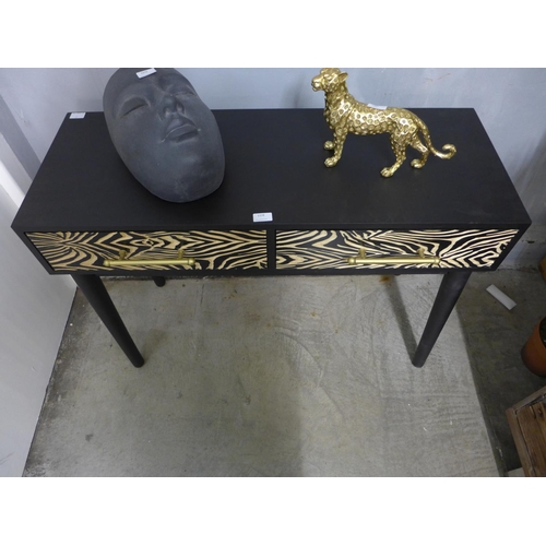 1378 - A zebra two drawer console table