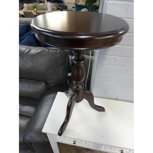 1408 - A white two drawer side table and a wooden wine table - marked