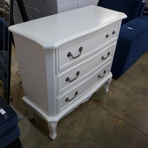 1411 - A white three drawer chest - missing handle